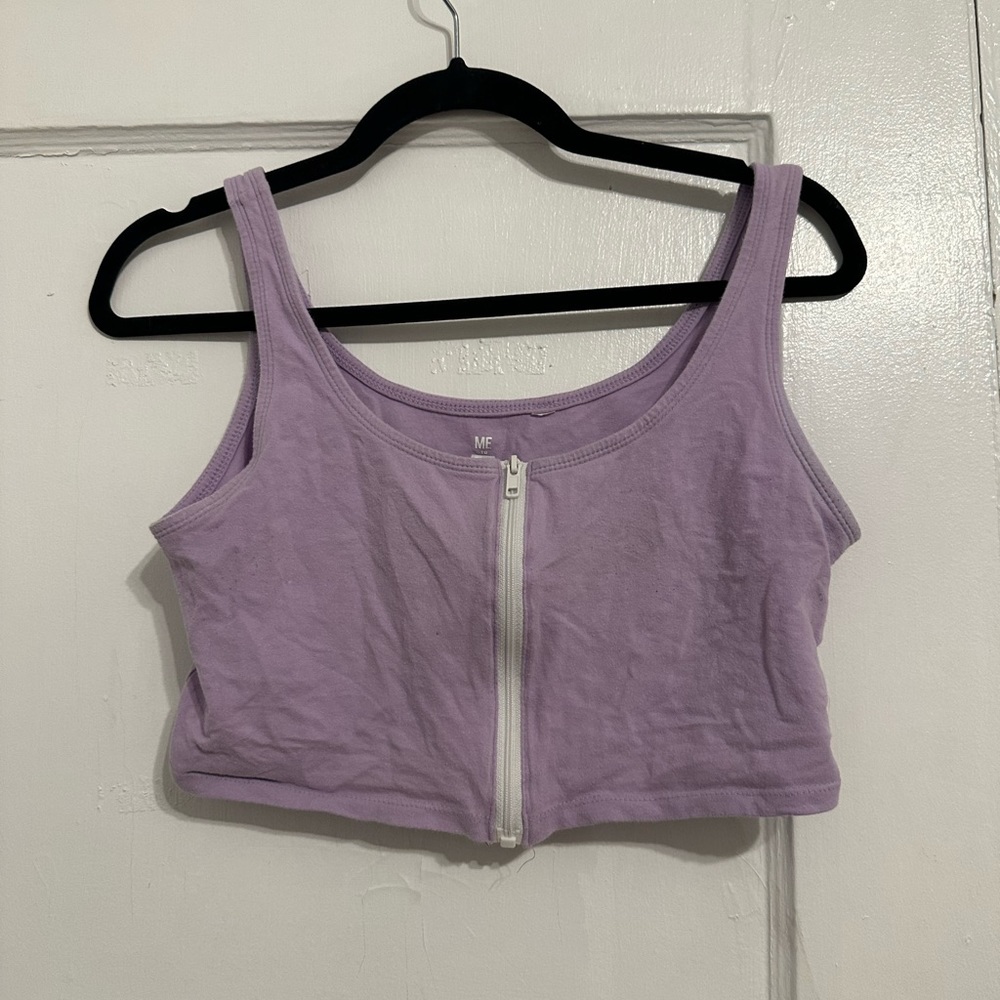 PACSUN Purple cropped zip up tank top